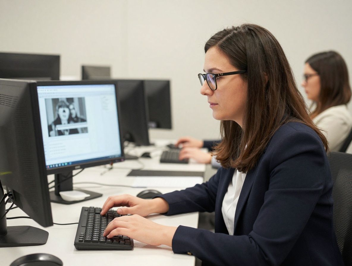 Ev ofisinde çalışan gözlüklü 40 yaşında erkek, çift monitör önünde yazılım kodları yazıyor, rahat giyimli
